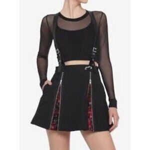 Her Universe Disney Cruella Zipper Pleated Suspender Skirt Black Red Size XL